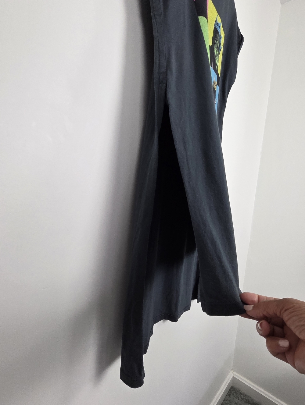 Free People x Daydreamer Shirt Womens Small Retro Black Biggie Slit Hi Lo Tee XS - Picture 7 of 11
